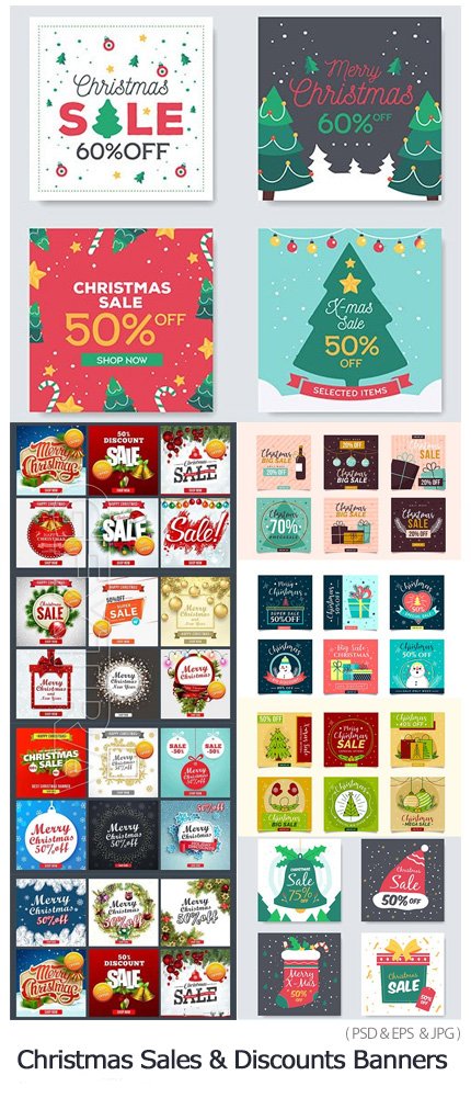 Christmas Sales And Discounts Banners Bundle