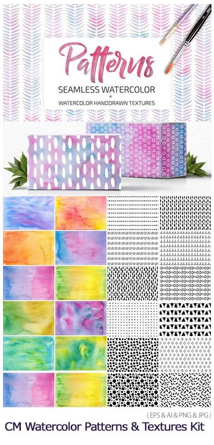 CM Watercolor Patterns And Textures Kit