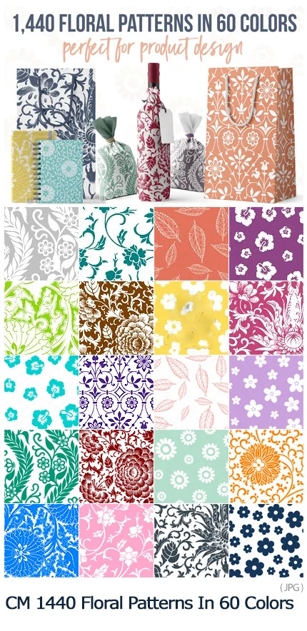 CreativeMarket 1440 Floral Patterns In 60 Colors