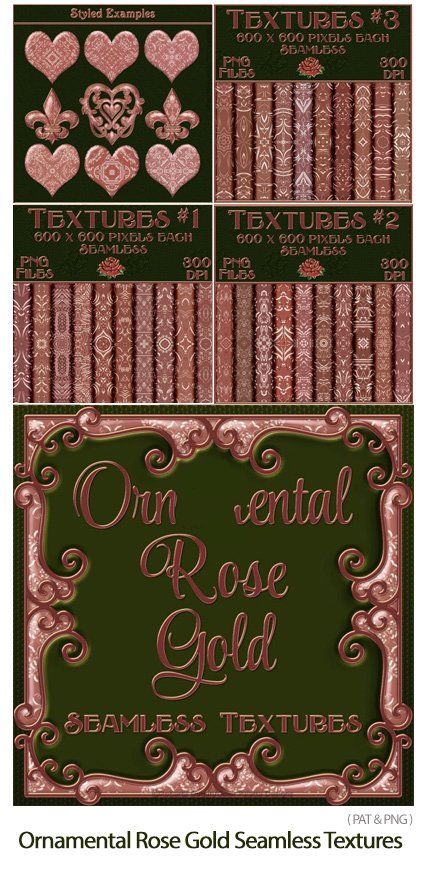 Ornamental Rose Gold Seamless Textures
