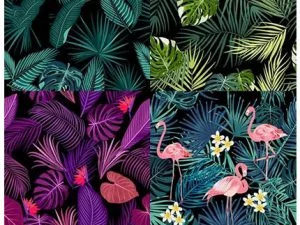 Tropical Exotic Floral Leaf Seamless Pattern Design
