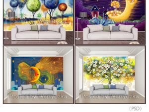 3D Psd Background Wall Painting