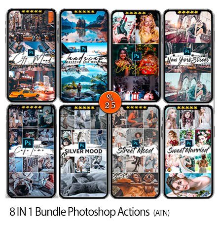 8 in 1 bundle photoshop actions