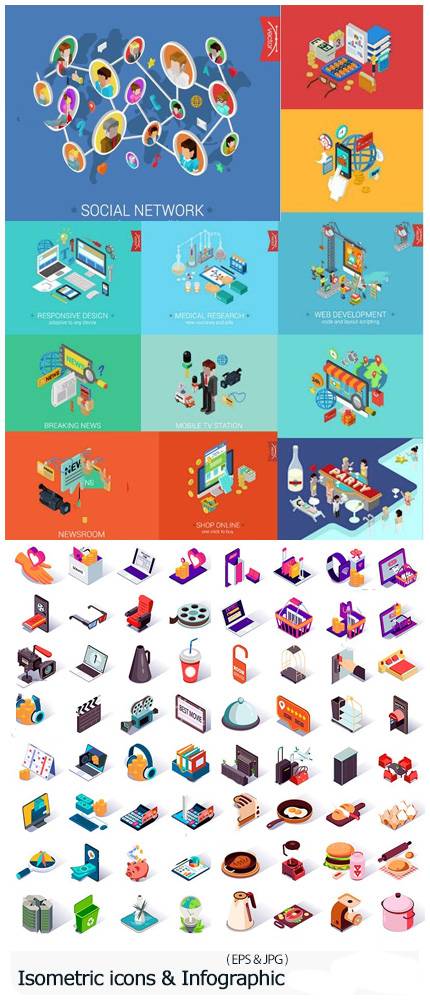 Isometric icons And Infographics Elements