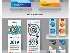 Roll Up Banner Vector Template