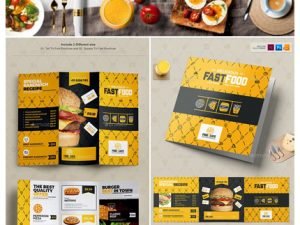 Tri-Fold Brochure Design Template For Fast Food Restaurants Cafe