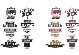 Fathers day print set vector