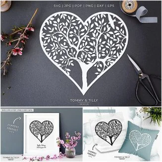 Heart Tree Papercut Template