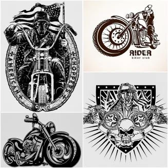 Motorcycle Rider T-Shirt Print Set