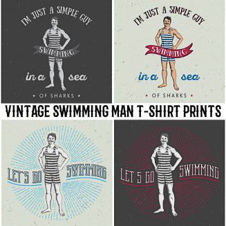 Retro swimming man T-shirt prints