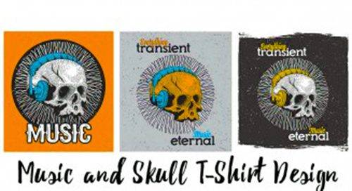 Skull and music T-shirt design