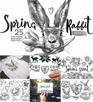 Spring rabbit illustrations
