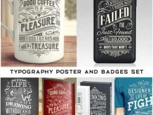 Typography Poster and Badges Set