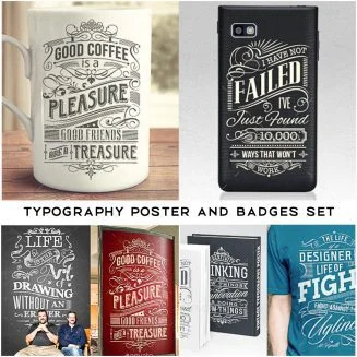 Typography Poster and Badges Set