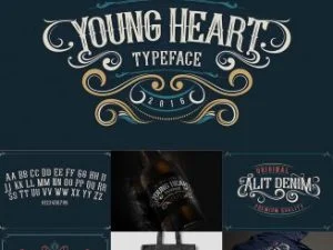 Young heart retro font