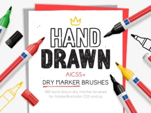 100 Hand Drawn Dry Marker Brushes For Illustrator