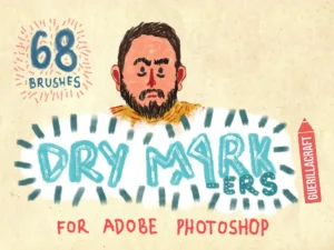 68 Dry Ink Markers Brushes For Photoshop